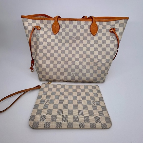 LOUIS VUITTON Damier Azur Neverfull MM With Pouch. Entrupy Verified Authentic - Picture 2 of 16